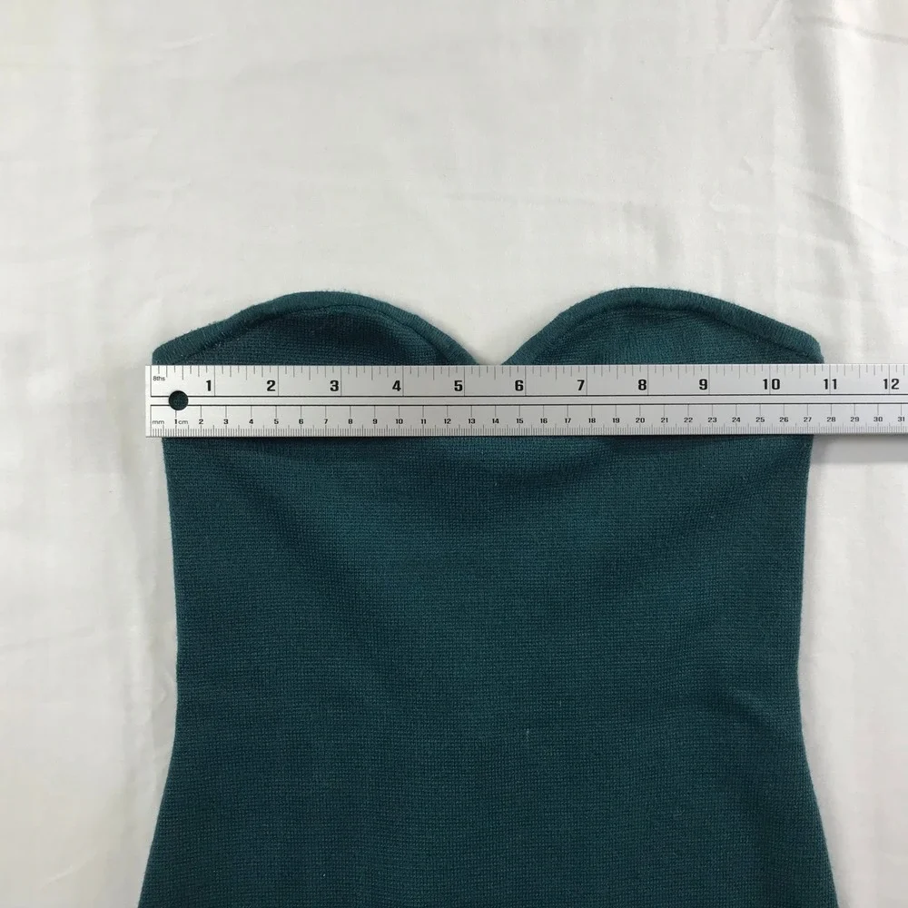 Abercrombie & Fitch Strapless Sweater Maxi Dress Teal Green Sweetheart XS NEW